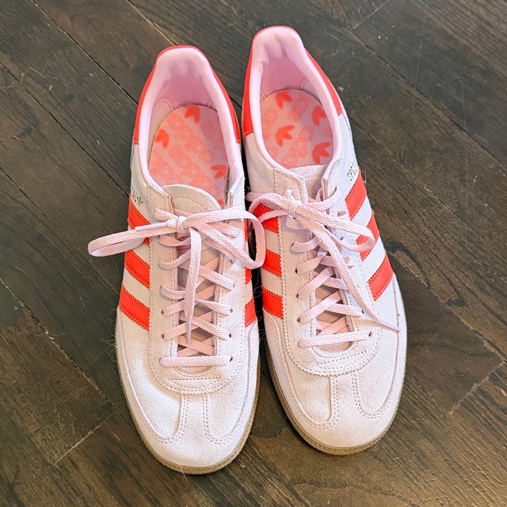 Adidas Women's Light Pink and Bright Red Sneakers